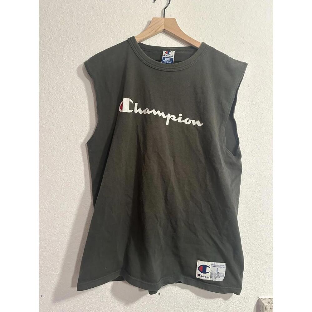 Champion Men’s Tank top Vintage Size Large Green Logo